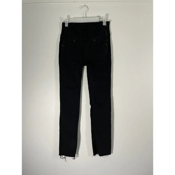 SPANX Pants - Spanx The Signature Straight Pant Trousers Black Side Zipper Raw Hem Size 25